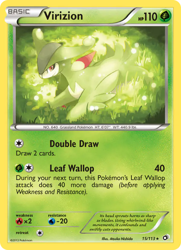 Carta Virizion 15/113 de Legendary Treasures