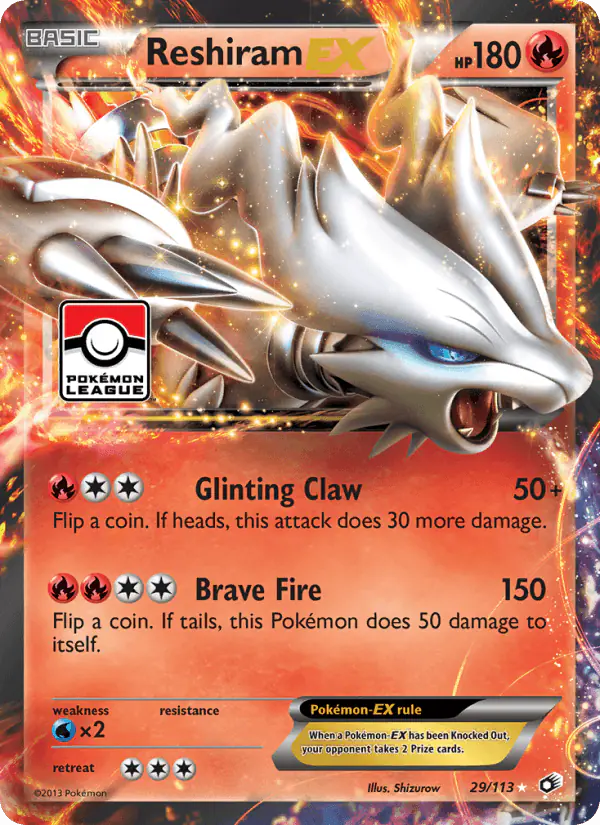 Carta Reshiram-EX 29/113 de Legendary Treasures