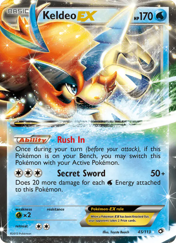 Carta Keldeo-EX 45/113 de Legendary Treasures