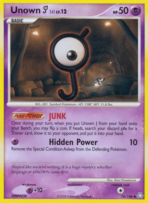 Carta Unown J 76/146 de Legends Awakened