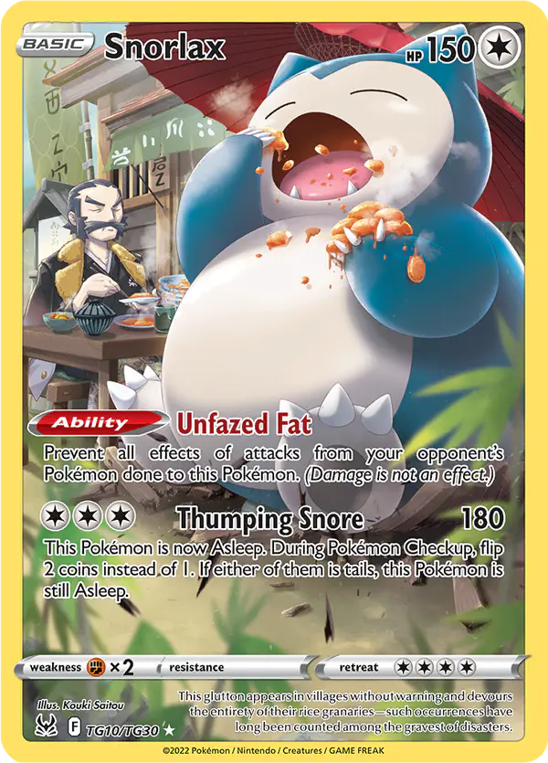 Carta Snorlax TG10 de Lost Origin Trainer Gallery