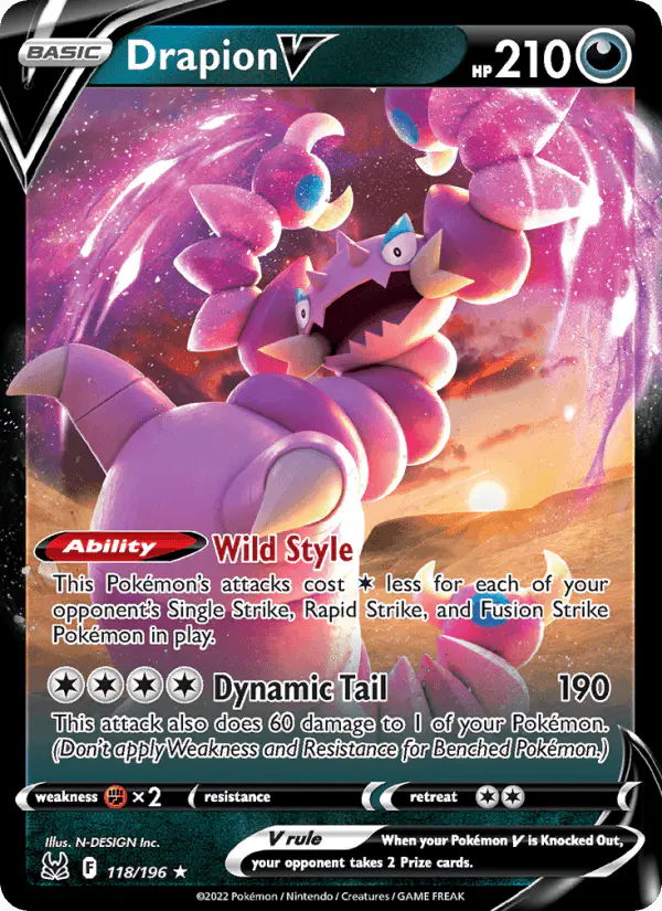 Carta Drapion V 118/196 de Lost Origin