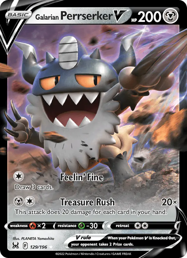 Carta Galarian Perrserker V 129/196 de Lost Origin