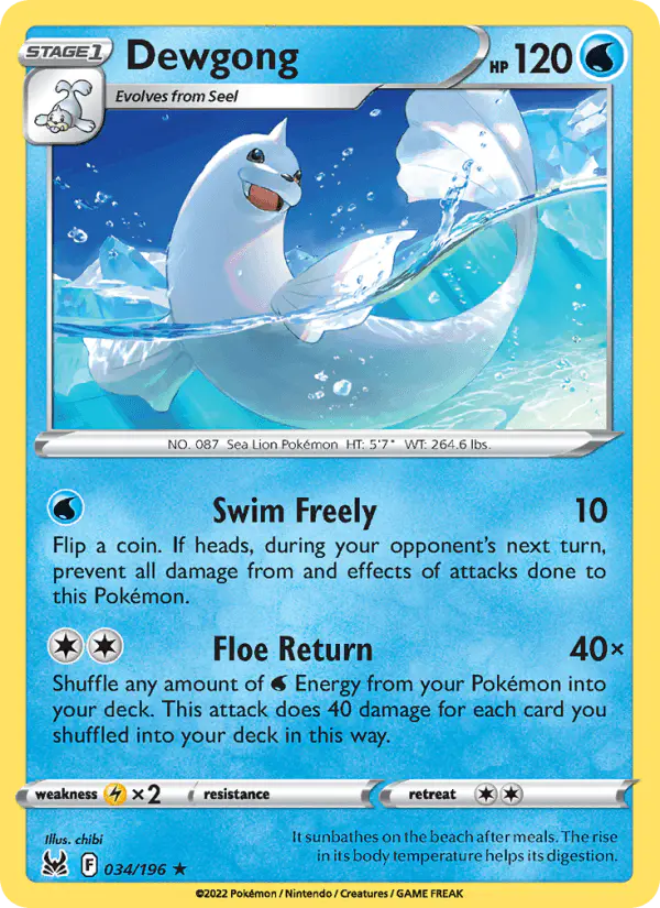 Carta Dewgong 034/196 de Lost Origin