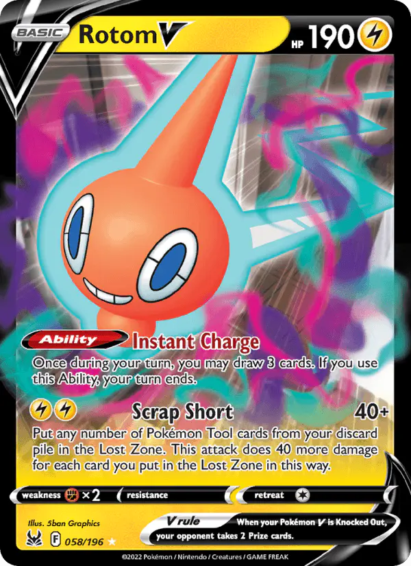 Carta Rotom V 058/196 de Lost Origin