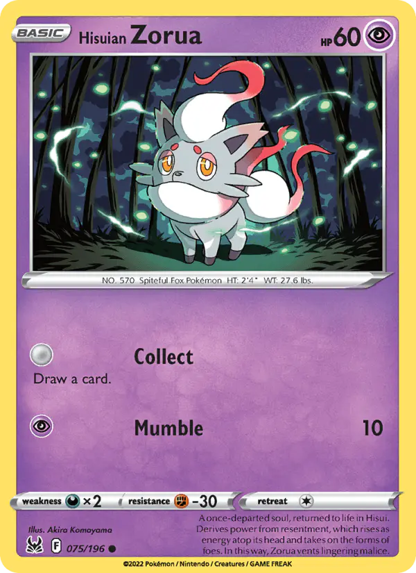 Carta Hisuian Zorua 075/196 de Lost Origin