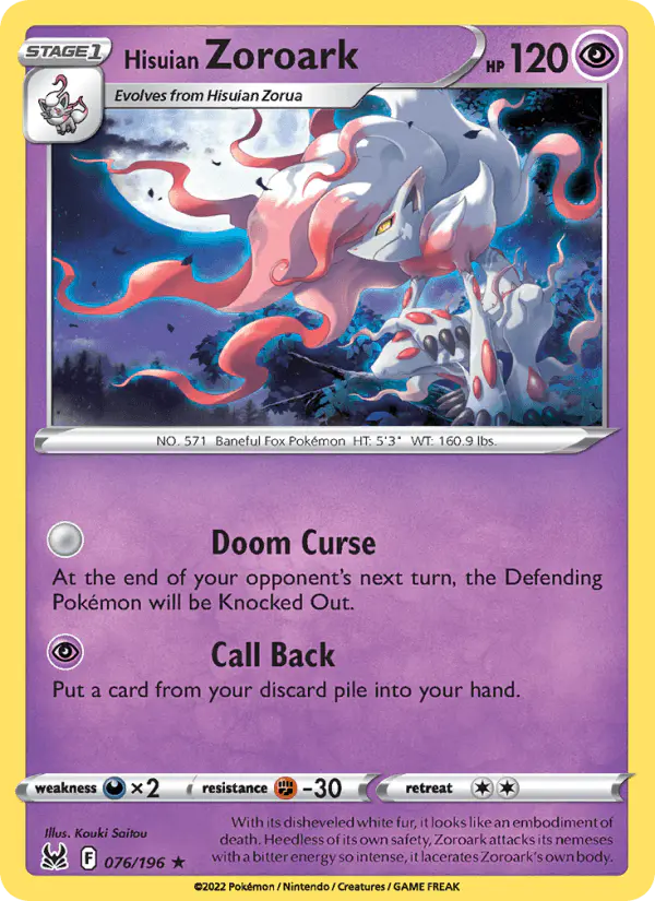 Carta Hisuian Zoroark 076/196 de Lost Origin
