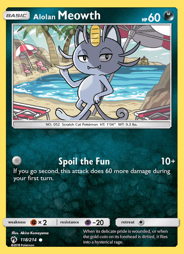 Carta Alolan Meowth 118/214 de Lost Thunder