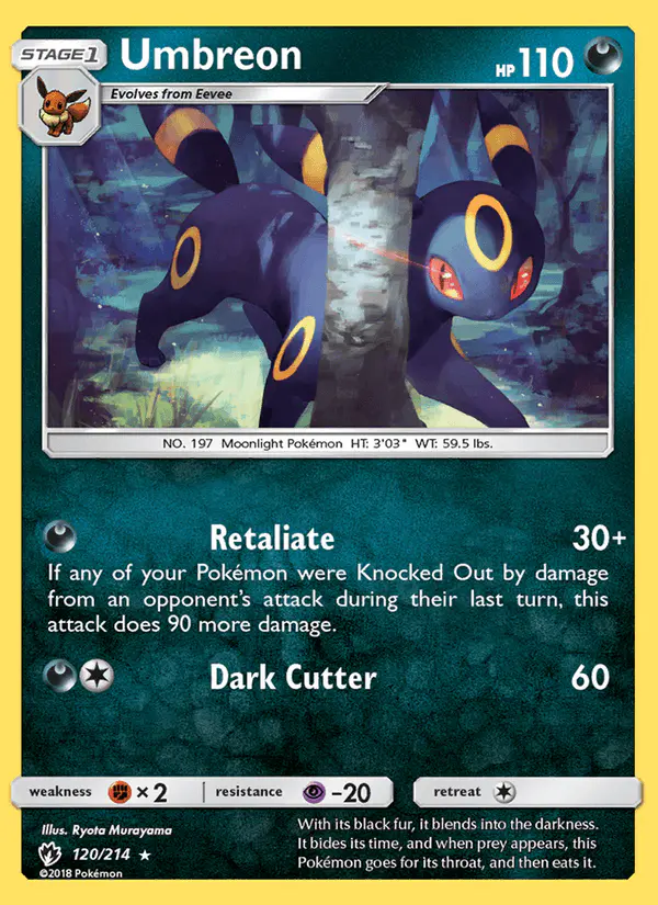 Carta Umbreon 120/214 de Lost Thunder