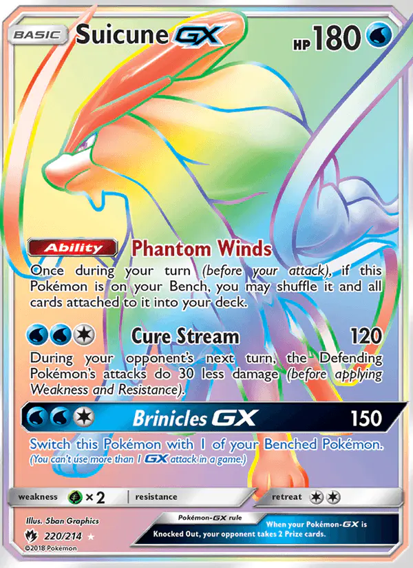 Carta Suicune GX 220/214 de Lost Thunder