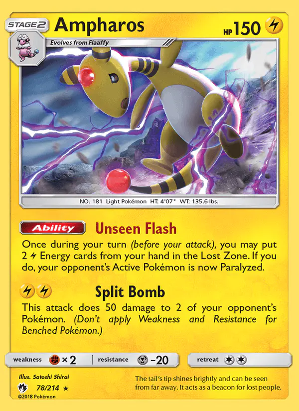 Carta Ampharos 78/214 de Lost Thunder