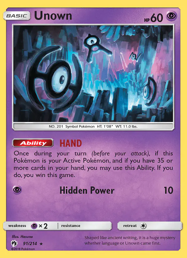 Carta Unown 91/214 de Lost Thunder