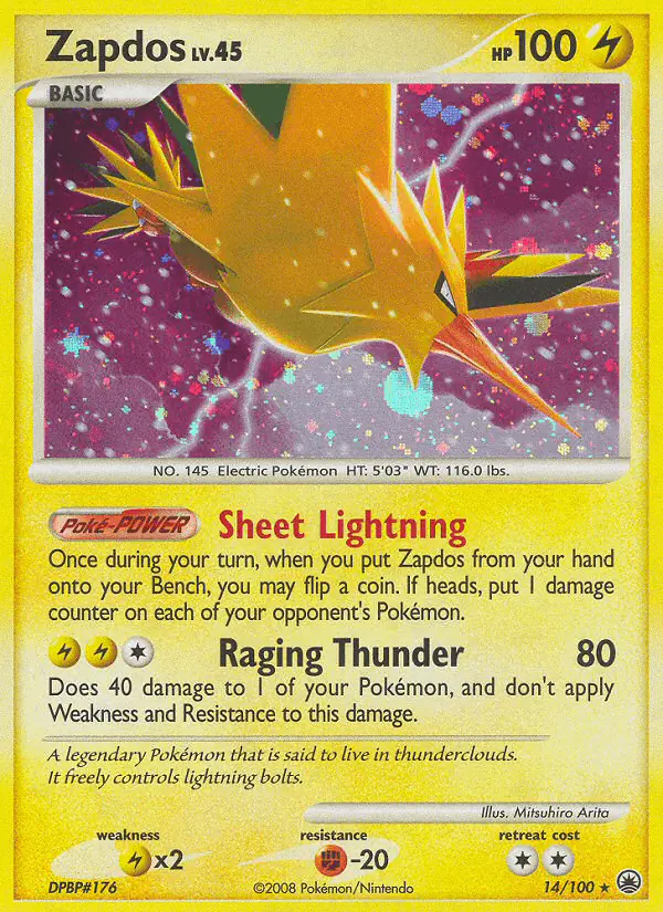 Carta Zapdos 14/100 de Majestic Dawn