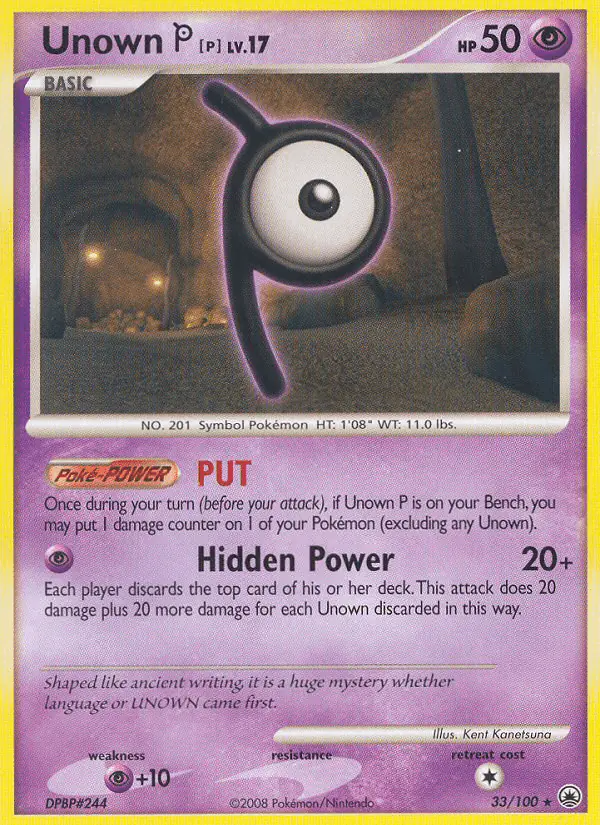 Carta Unown P 33/100 de Majestic Dawn