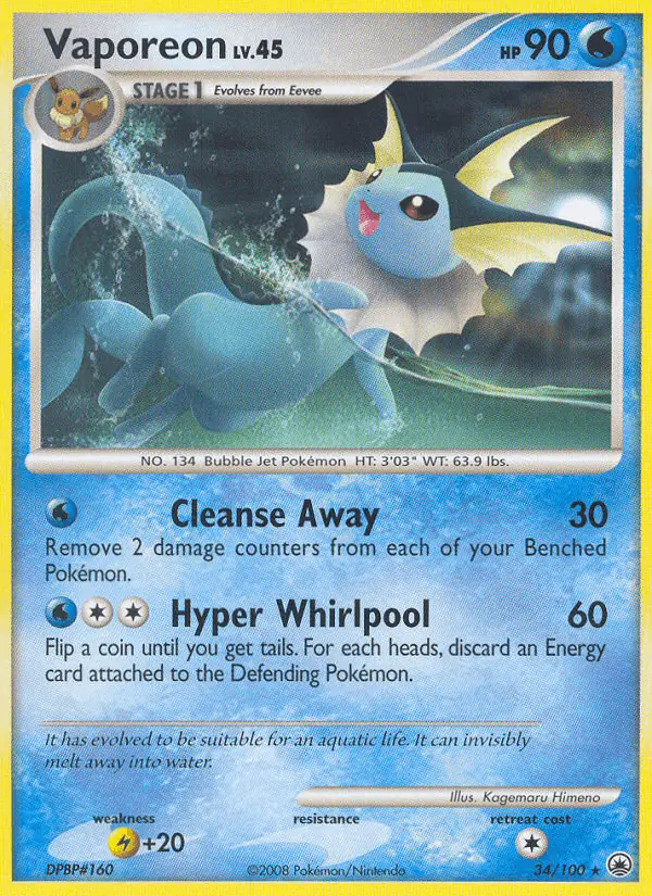 Carta Vaporeon 34/100 de Majestic Dawn