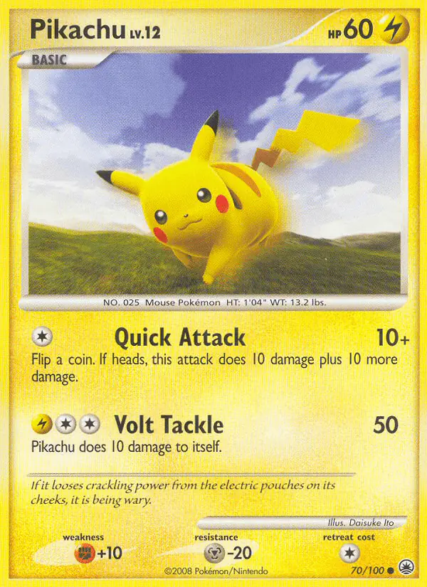 Carta Pikachu 70/100 de Majestic Dawn