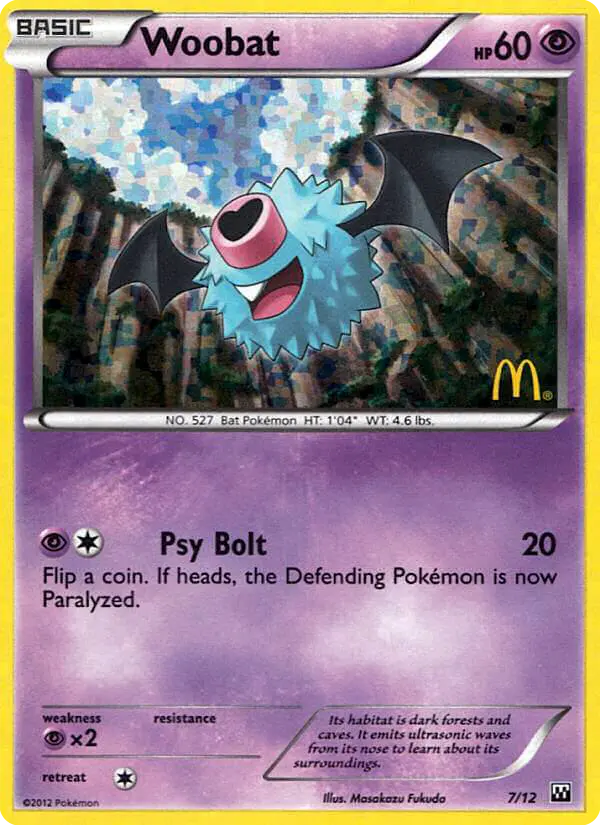 Carta Woobat 7/12 de McDonald's Collection 2012