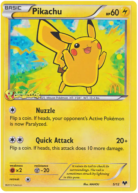Carta Pikachu 5/12 de McDonald's Collection 2014