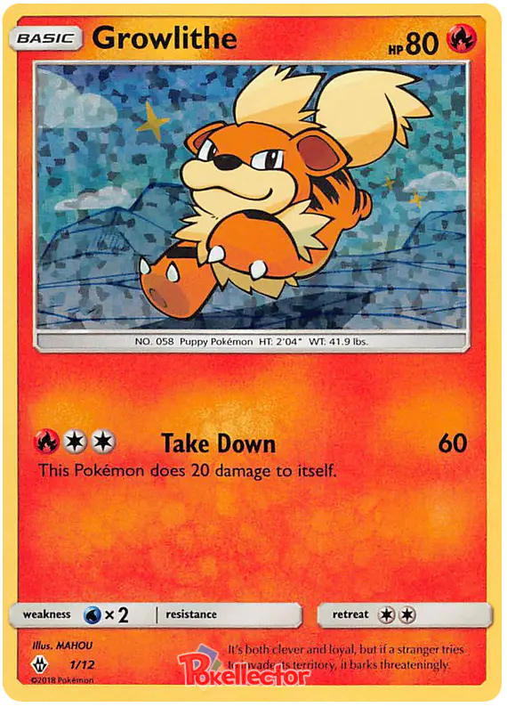 Carta Growlithe 1/12 de McDonald's Collection 2018