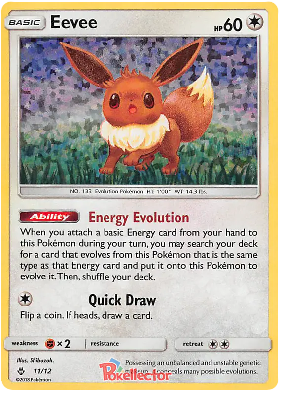 Carta Eevee 11/12 de McDonald's Collection 2018