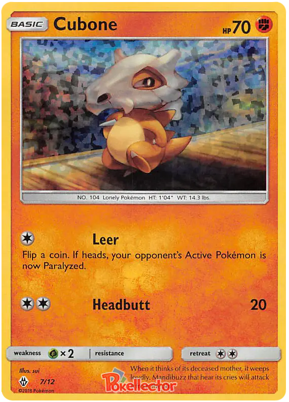 Carta Cubone 7/12 de McDonald's Collection 2018