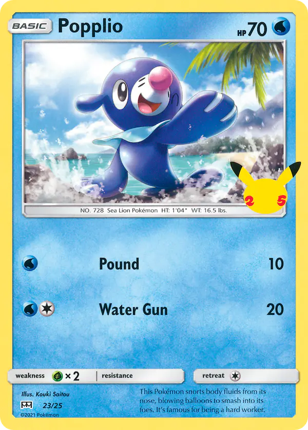 Carta Popplio 23/25 de McDonald's Collection 2021