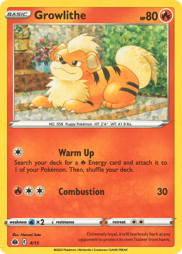 Carta Growlithe 4/15 de McDonald's Collection 2022
