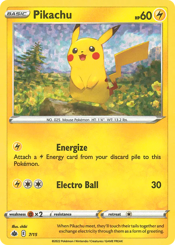 Carta Pikachu 7/15 de McDonald's Collection 2022