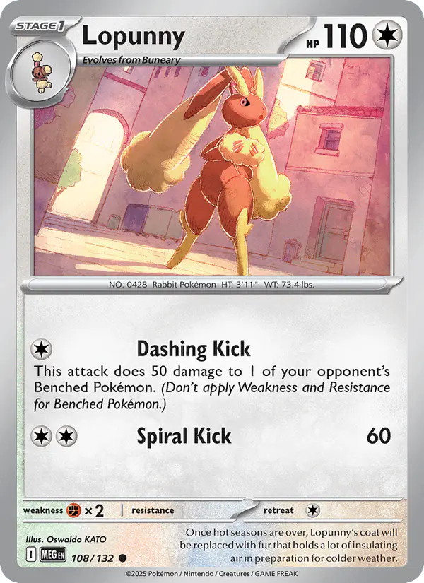 Carta Lopunny 108/132 de Mega Evolution