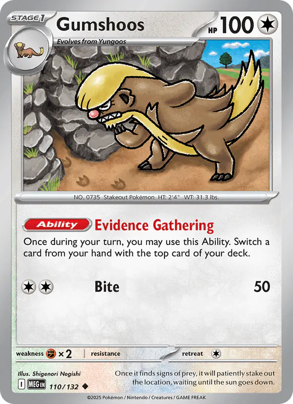 Carta Gumshoos 110/132 de Mega Evolution