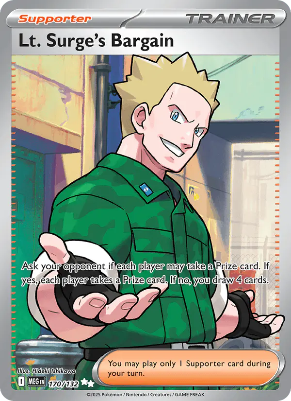 Carta Lt. Surge's Bargain 170/132 de Mega Evolution