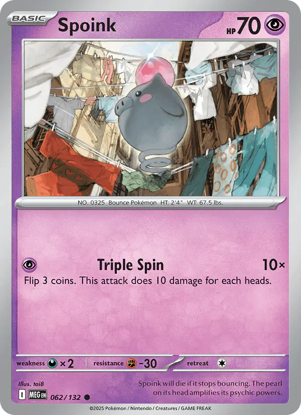 Carta Spoink 062/132 de Mega Evolution