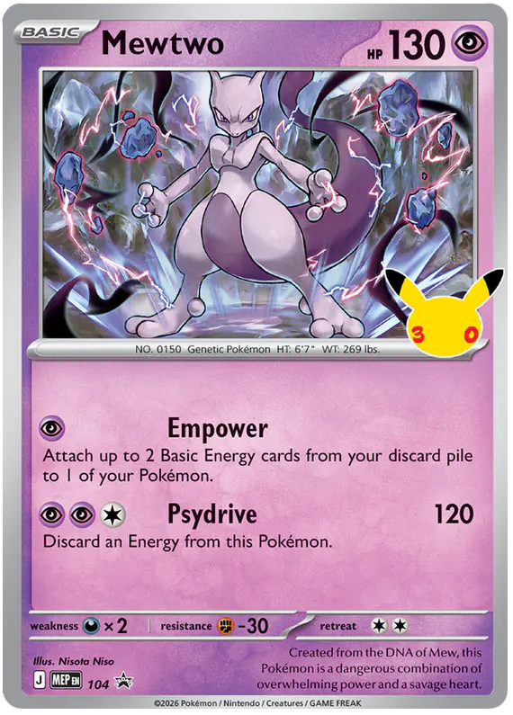 Carta Mewtwo #104 de MEP Black Star Promos