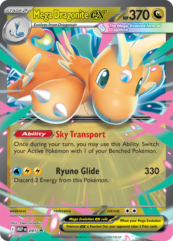 Carta Mega Dragonite ex #91 de MEP Black Star Promos