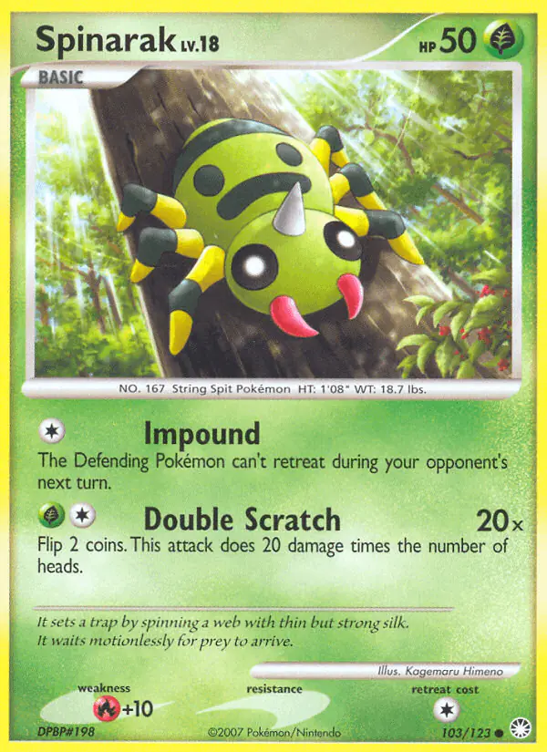 Carta Spinarak 103/123 de Mysterious Treasures