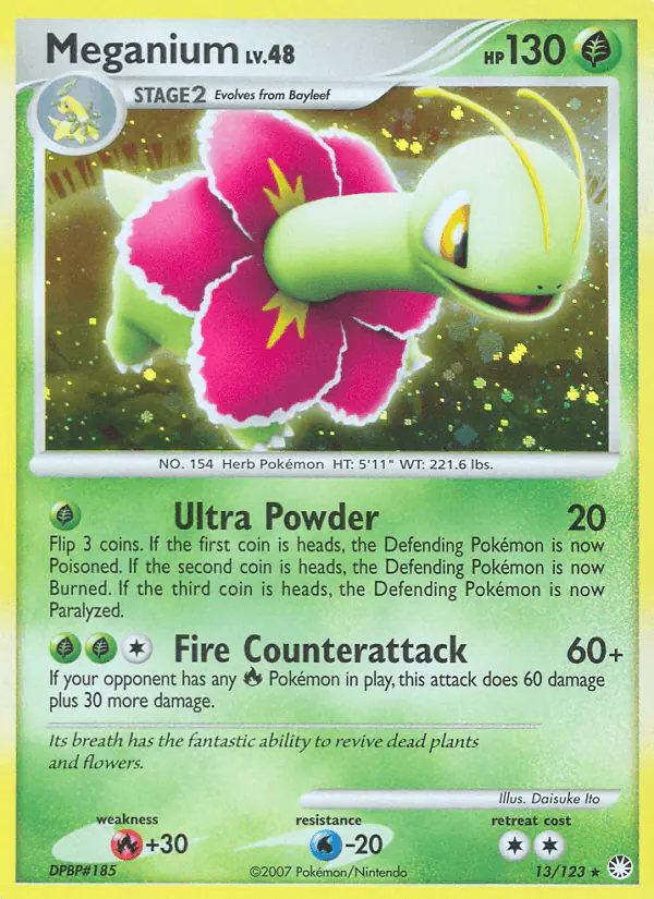 Carta Meganium 13/123 de Mysterious Treasures
