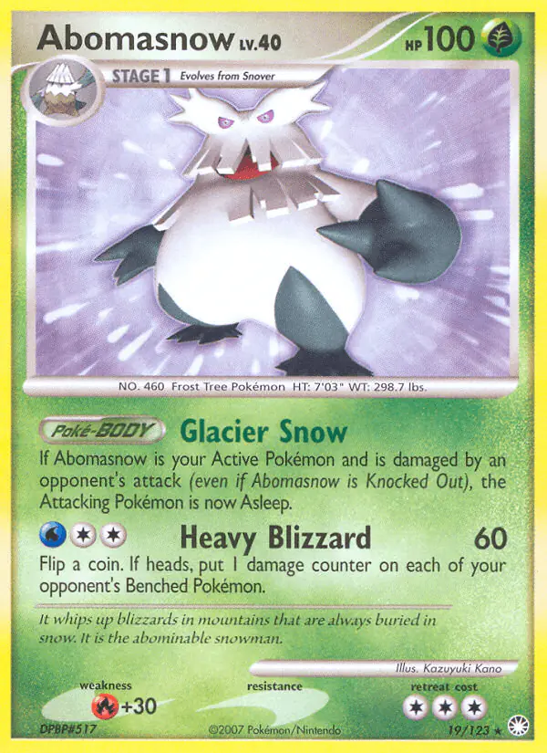 Carta Abomasnow 19/123 de Mysterious Treasures