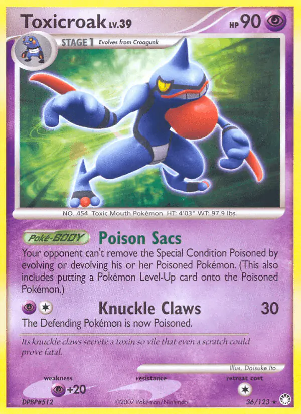 Carta Toxicroak 36/123 de Mysterious Treasures