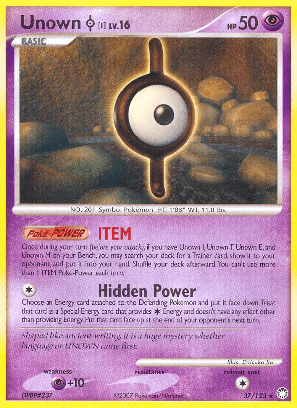 Carta Unown I 37/123 de Mysterious Treasures