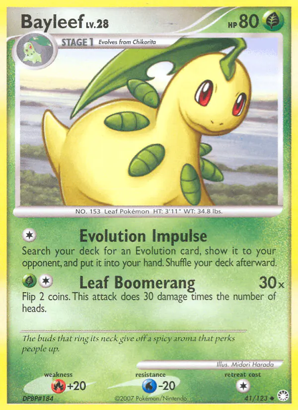 Carta Bayleef 41/123 de Mysterious Treasures