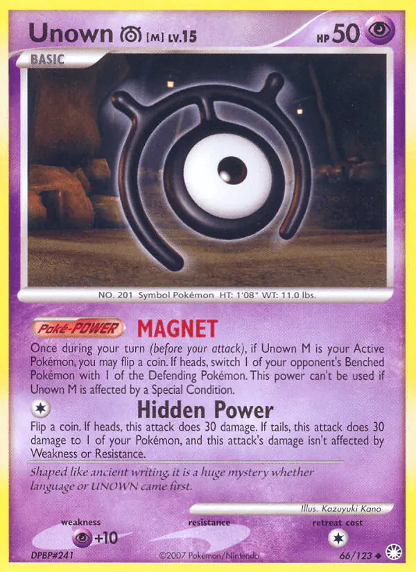 Carta Unown M 66/123 de Mysterious Treasures