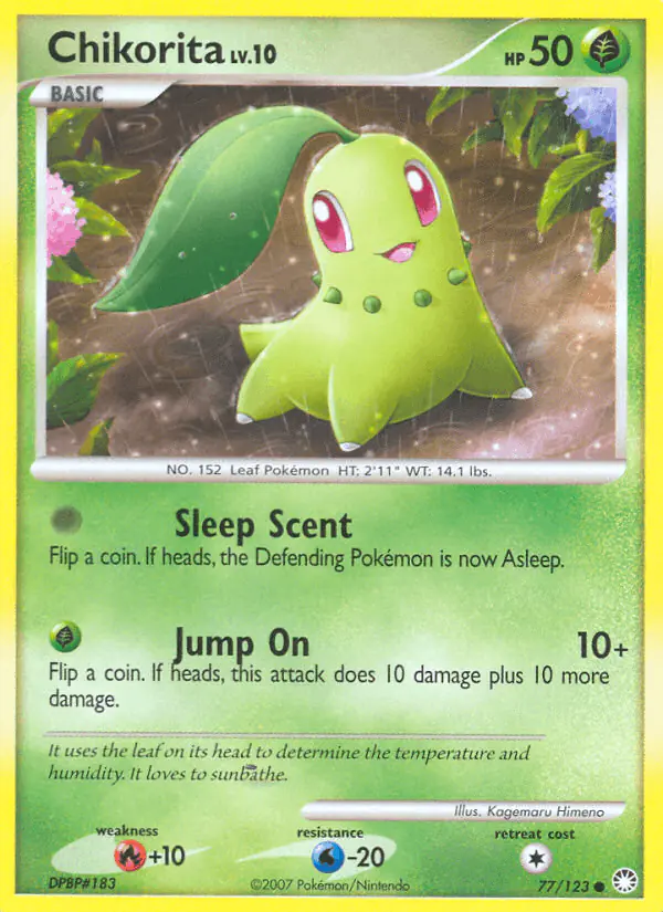Carta Chikorita 77/123 de Mysterious Treasures