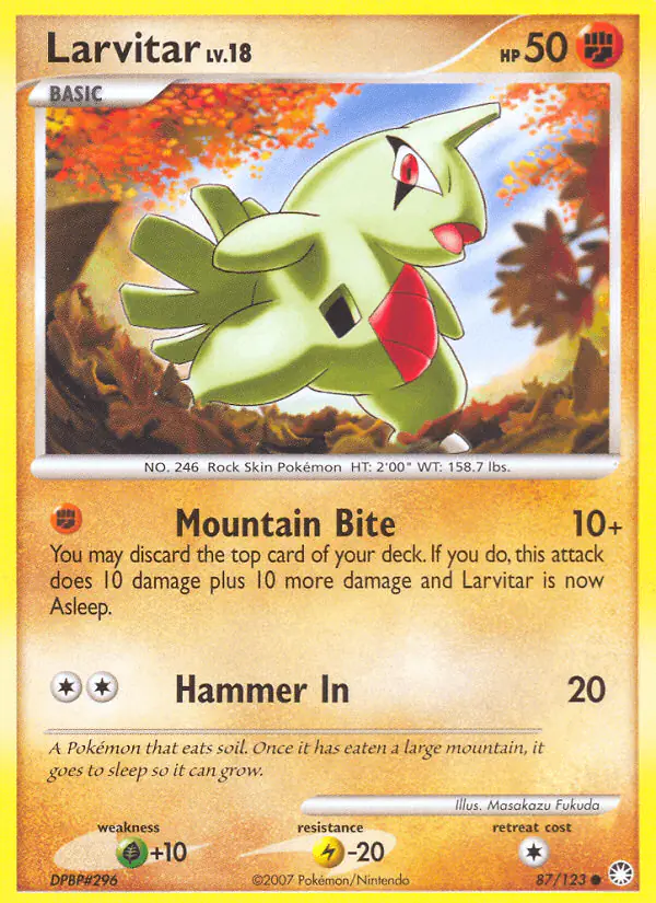 Carta Larvitar 87/123 de Mysterious Treasures