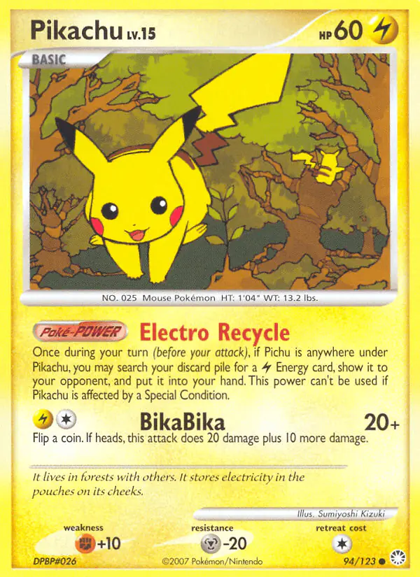Carta Pikachu 94/123 de Mysterious Treasures