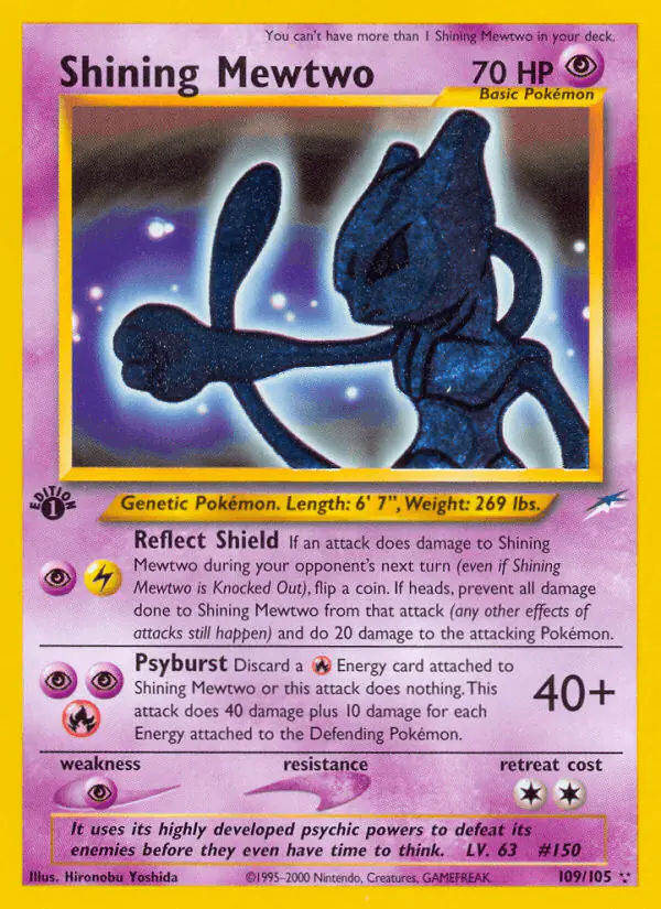 Carta Shining Mewtwo 109/105 de Neo Destiny