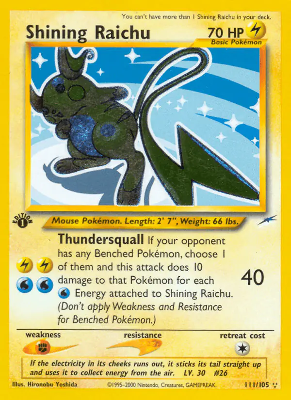 Carta Shining Raichu 111/105 de Neo Destiny