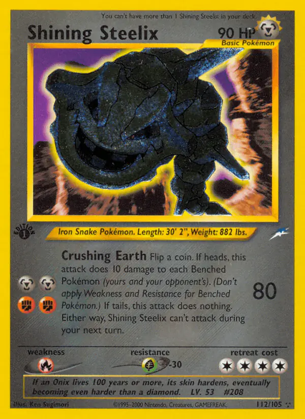 Carta Shining Steelix 112/105 de Neo Destiny