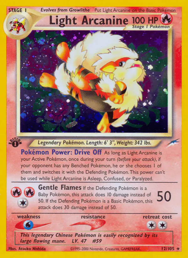 Carta Light Arcanine 12/105 de Neo Destiny