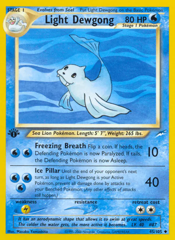 Carta Light Dewgong 45/105 de Neo Destiny