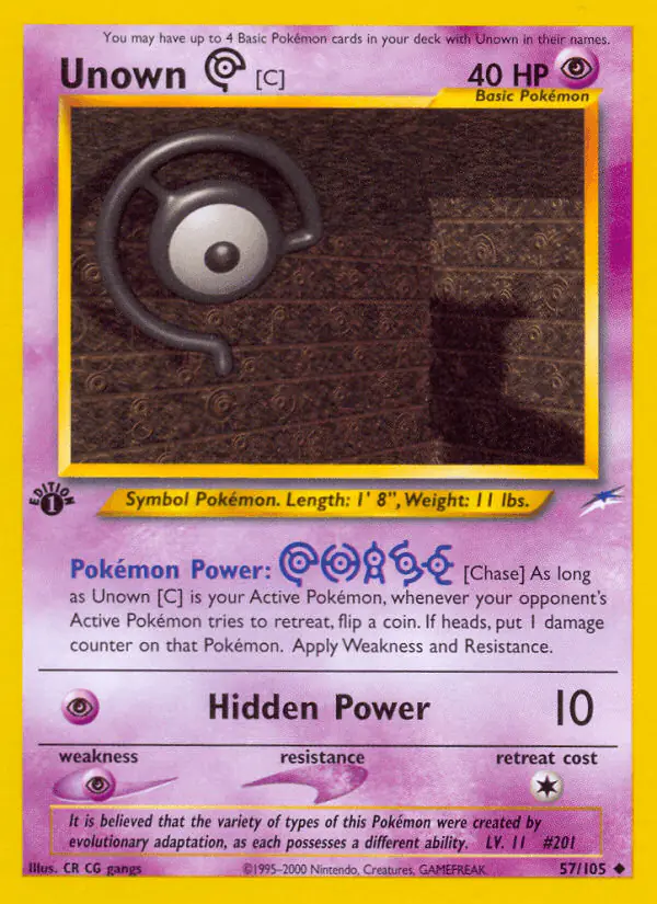 Carta Unown [C] 57/105 de Neo Destiny